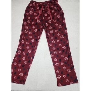 Lucky Brand‎ Fleece Men's Pj Bottom Lounge Pants With Clovers Maroon Large